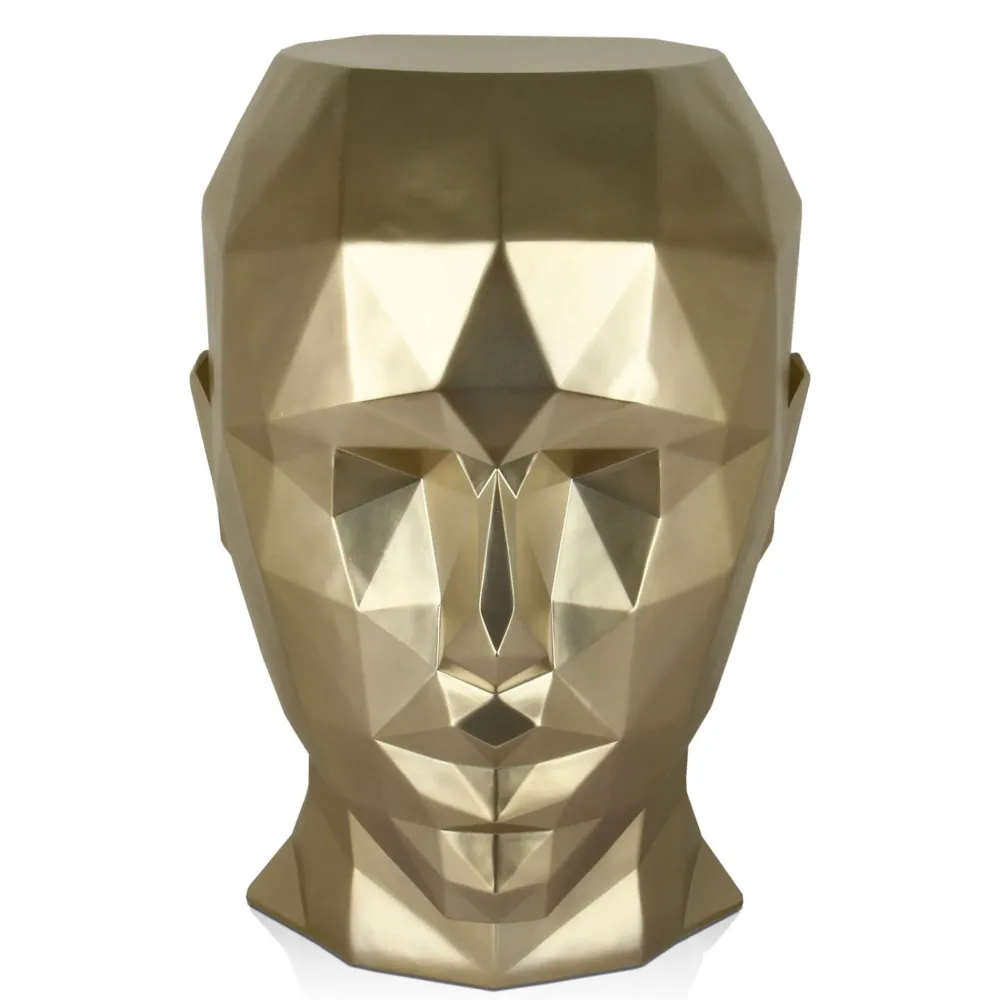 Statues & Sculptures Low Poly|Contemporary-Polygon Female Head 55cm Gold Side Table Sculpture