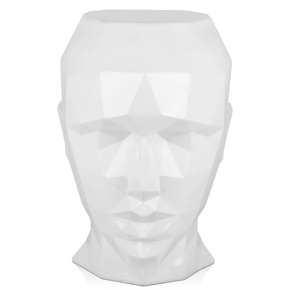 Statues & Sculptures Low Poly|Contemporary-Polygon Female Head 55cm White Side Table Sculpture