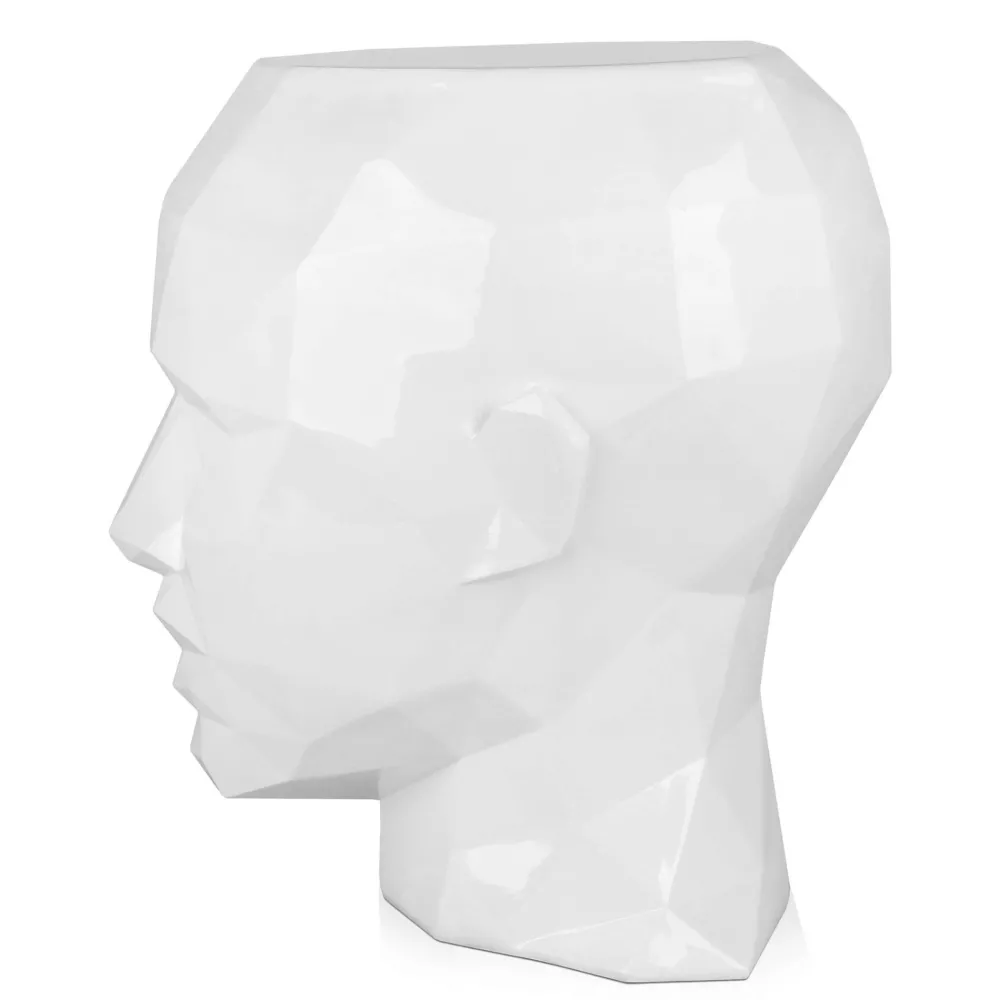 Statues & Sculptures Low Poly|Contemporary-Polygon Female Head 55cm White Side Table Sculpture