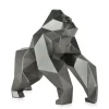 Statues & Sculptures Table Top|Low Poly-Polygon Gorilla 44cm Anthracite Resin Indoor Sculpture