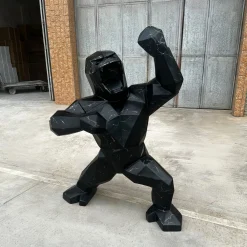 Statues & Sculptures Floor Standing|Animals-Polygon Gorilla 135cm Black Resin Indoor Sculpture