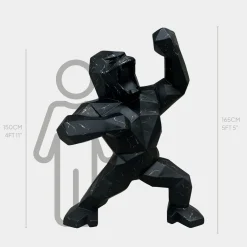 Statues & Sculptures Giant|Floor Standing-Polygon Gorilla 165cm Black Resin Indoor Sculpture