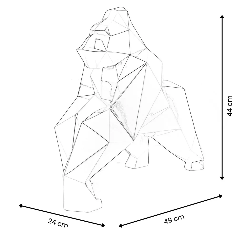 Statues & Sculptures Table Top|Low Poly-Polygon Gorilla 44cm Blue Resin Indoor Sculpture