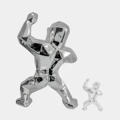 Statues & Sculptures Floor Standing|Animals-Polygon Gorilla 135cm Chrome Resin Indoor Sculpture