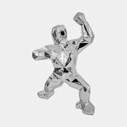 Statues & Sculptures Table Top|Floor Standing-Polygon Gorilla 50cm Chrome Resin Indoor Sculpture