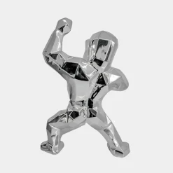 Statues & Sculptures Table Top|Floor Standing-Polygon Gorilla 50cm Chrome Resin Indoor Sculpture