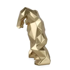 Statues & Sculptures Table Top|Low Poly-Polygon Gorilla 30cm Gold Resin Indoor Sculpture