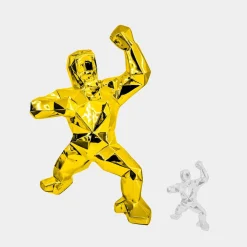 Statues & Sculptures Floor Standing|Animals-Polygon Gorilla 135cm Gold Resin Indoor Sculpture