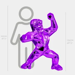 Statues & Sculptures Floor Standing|Animals-Polygon Gorilla 135cm Purple Resin Indoor Sculpture