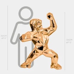 Statues & Sculptures Floor Standing|Animals-Polygon Gorilla 135cm Rose Gold Resin Indoor Sculpture