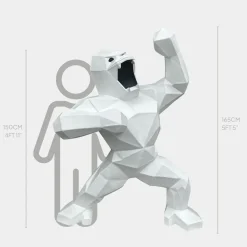 Statues & Sculptures Giant|Floor Standing-Polygon Gorilla 165cm White Resin Indoor Sculpture