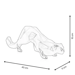 Statues & Sculptures Table Top|Low Poly-Polygon Leopard 15cm Anthracite Resin Indoor Sculpture