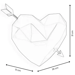 Statues & Sculptures Table Top|Low Poly-Polygon Love 31cm Red Resin Wall Sculpture