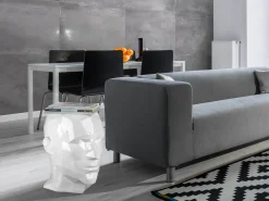 Statues & Sculptures Low Poly|Contemporary-Polygon Male Head 55cm White Side Table Sculpture