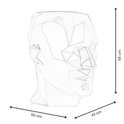 Statues & Sculptures Low Poly|Contemporary-Polygon Male Head 55cm White Side Table Sculpture