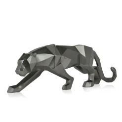 Statues & Sculptures Table Top|Floor Standing-Polygon Panther 31cm Anthracite Resin Indoor Sculpture