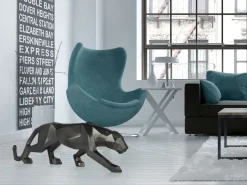 Statues & Sculptures Table Top|Floor Standing-Polygon Panther 31cm Anthracite Resin Indoor Sculpture