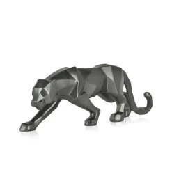 Statues & Sculptures Table Top|Low Poly-Polygon Panther 14cm Anthracite Resin Indoor Sculpture