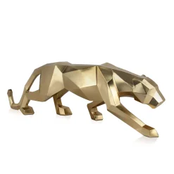 Statues & Sculptures Table Top|Floor Standing-Polygon Panther 31cm Gold Resin Indoor Sculpture