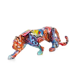 Statues & Sculptures Table Top|Graffiti-Polygon Panther 14cm Graffiti Resin Indoor Sculpture