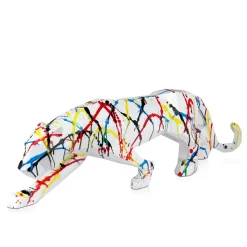 Statues & Sculptures Table Top|Floor Standing-Polygon Panther 31cm Multicoloured Resin Indoor Sculpture