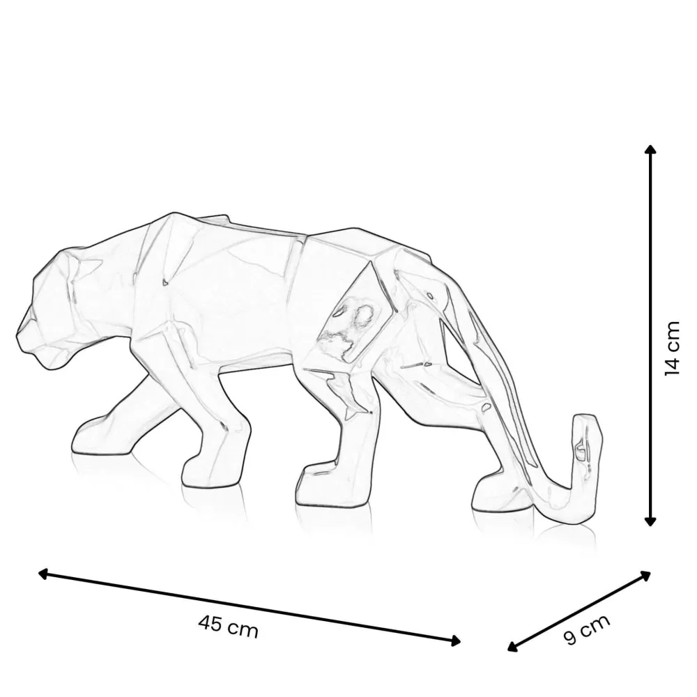 Statues & Sculptures Table Top|Low Poly-Polygon Panther 14cm Red Resin Indoor Sculpture