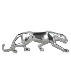 Statues & Sculptures Table Top|Floor Standing-Polygon Panther 14cm Silver Resin Indoor Sculpture