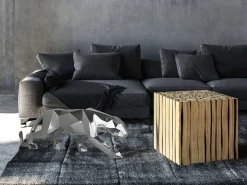 Statues & Sculptures Table Top|Floor Standing-Polygon Panther 31cm Silver Resin Indoor Sculpture