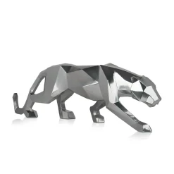 Statues & Sculptures Table Top|Floor Standing-Polygon Panther 31cm Silver Resin Indoor Sculpture