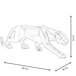 Statues & Sculptures Table Top|Floor Standing-Polygon Panther 31cm Silver Resin Indoor Sculpture