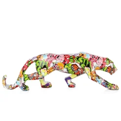 Statues & Sculptures Table Top|Graffiti-Polygon Panther 14cm Street Art Resin Indoor Sculpture