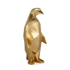 Statues & Sculptures Table Top|Low Poly-Polygon Penguin 50cm Gold Resin Indoor Sculpture