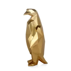Statues & Sculptures Table Top|Low Poly-Polygon Penguin 50cm Gold Resin Indoor Sculpture