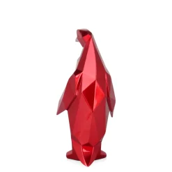 Statues & Sculptures Table Top|Low Poly-Polygon Penguin 35cm Red Resin Indoor Sculpture