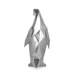 Statues & Sculptures Table Top|Low Poly-Polygon Penguin 50cm Silver Resin Indoor Sculpture