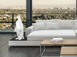 Statues & Sculptures Table Top|Low Poly-Polygon Penguin 50cm White Resin Indoor Sculpture