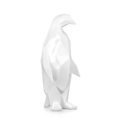 Statues & Sculptures Table Top|Low Poly-Polygon Penguin 50cm White Resin Indoor Sculpture