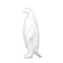 Statues & Sculptures Table Top|Low Poly-Polygon Penguin 50cm White Resin Indoor Sculpture