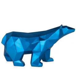 Statues & Sculptures Table Top|Low Poly-Polygon Polar Bear 25cm Blue Resin Indoor Sculpture