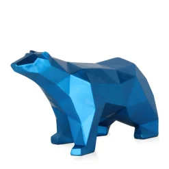 Statues & Sculptures Table Top|Low Poly-Polygon Polar Bear 25cm Blue Resin Indoor Sculpture