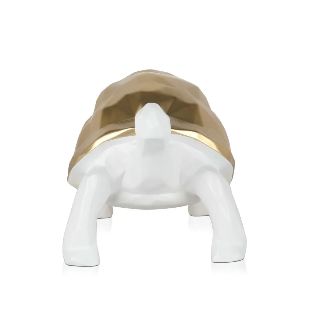 Statues & Sculptures Table Top|Low Poly-Polygon Turtle 21cm Gold Resin Indoor Sculpture