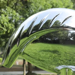 Statues & Sculptures Wildlife|Cranes-Pure Crane 153cm Silver Metal Garden Sculpture