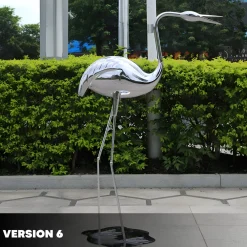 Statues & Sculptures Wildlife|Cranes-Pure Crane 130cm Silver Metal Garden Sculpture v2