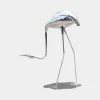 Statues & Sculptures Wildlife|Cranes-Pure Crane 100cm Silver Metal Garden Sculpture