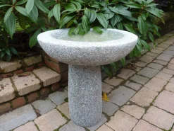Statues & Sculptures Bird Baths-Pure Natural Granite Grey Stone Garden Birdbath