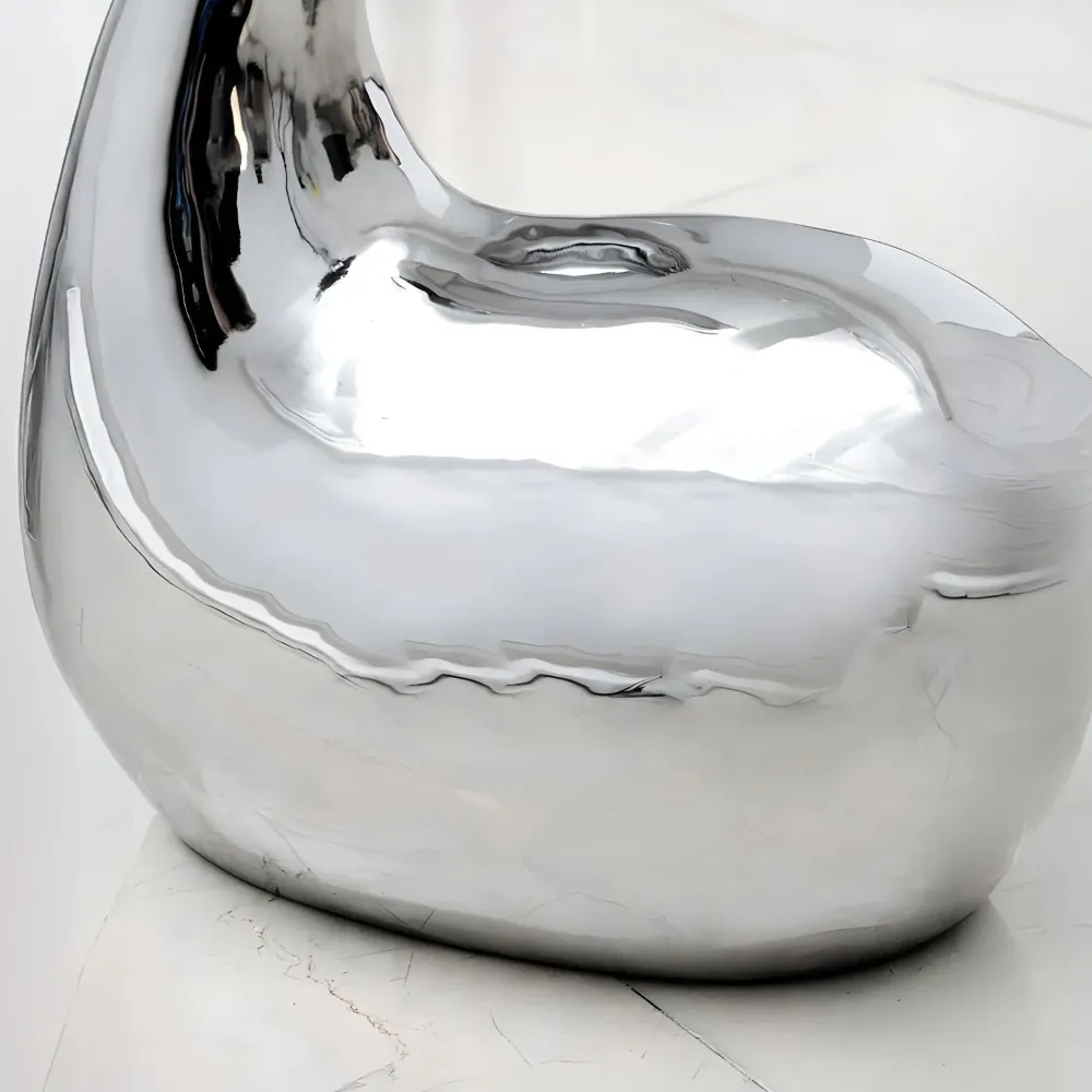 Statues & Sculptures Table Top|Floor Standing-Pure Swan 80cm Silver Metal Indoor Sculpture