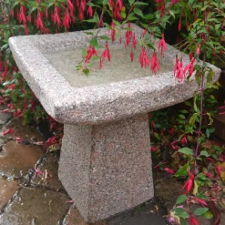 Statues & Sculptures Bird Baths-Quadrate Natural Granite Stone Garden Birdbath