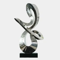 Statues & Sculptures Table Top|Floor Standing-Quantum Drift 87cm Silver Metal Indoor Sculpture v3