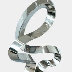 Statues & Sculptures Table Top|Floor Standing-Quantum Drift 87cm Silver Metal Indoor Sculpture v1