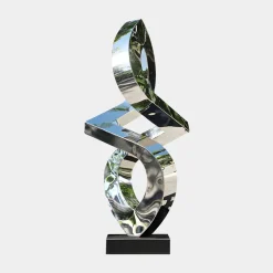 Statues & Sculptures Table Top|Floor Standing-Quantum Shift 98cm Silver Metal Indoor Sculpture